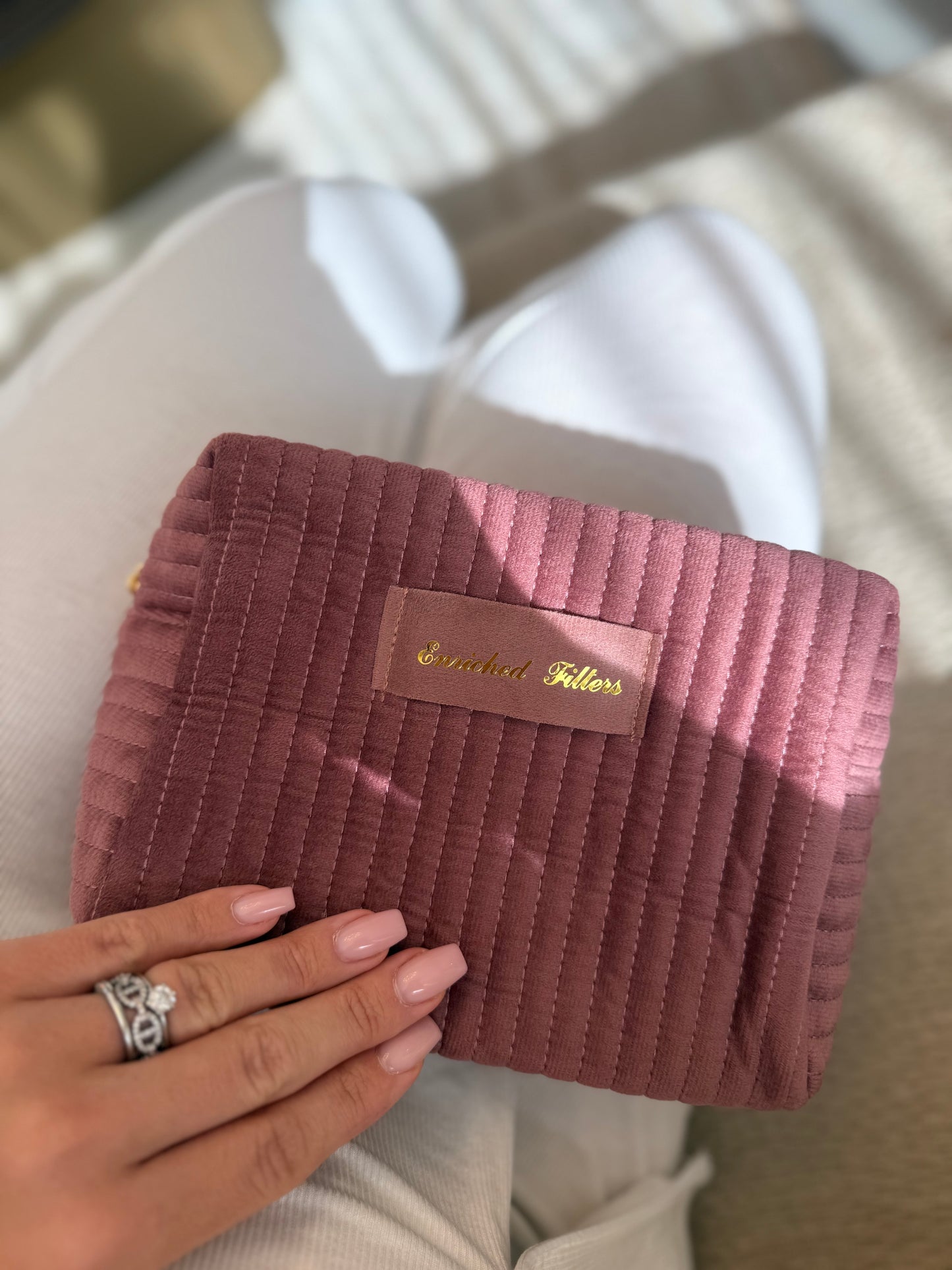 Enriched Filters quilted travel pouch – Dusty Rose